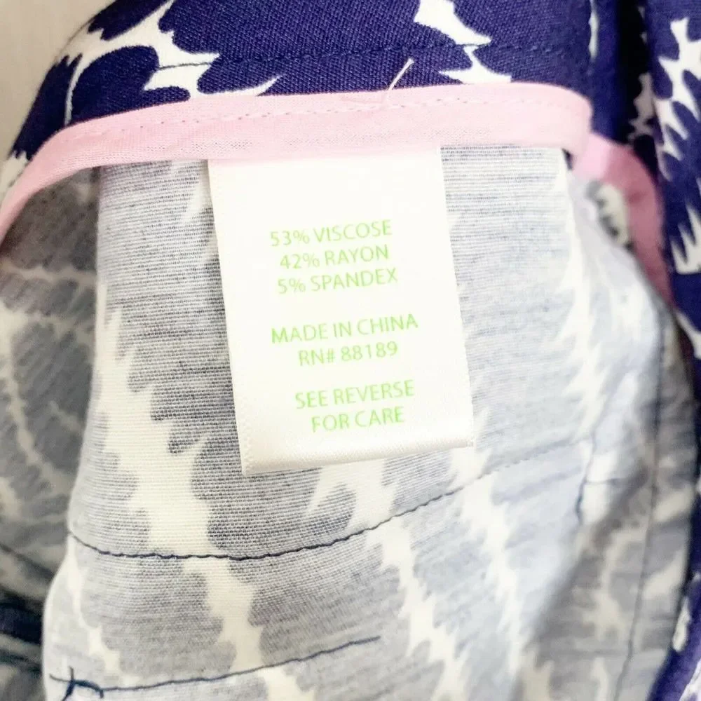 ❌SOLD❌ Lilly Pulitzer Women’s Peggy Zebra Print Blue White Pants Size 4 - Picture 9 of 12